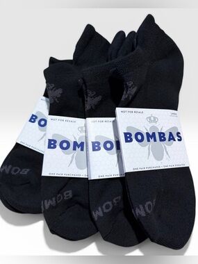 Bombas 4 pack Black No-Show Athletic Socks - Pack of 4 Size Large NWT